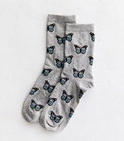 New Look Grey Butterfly Socks